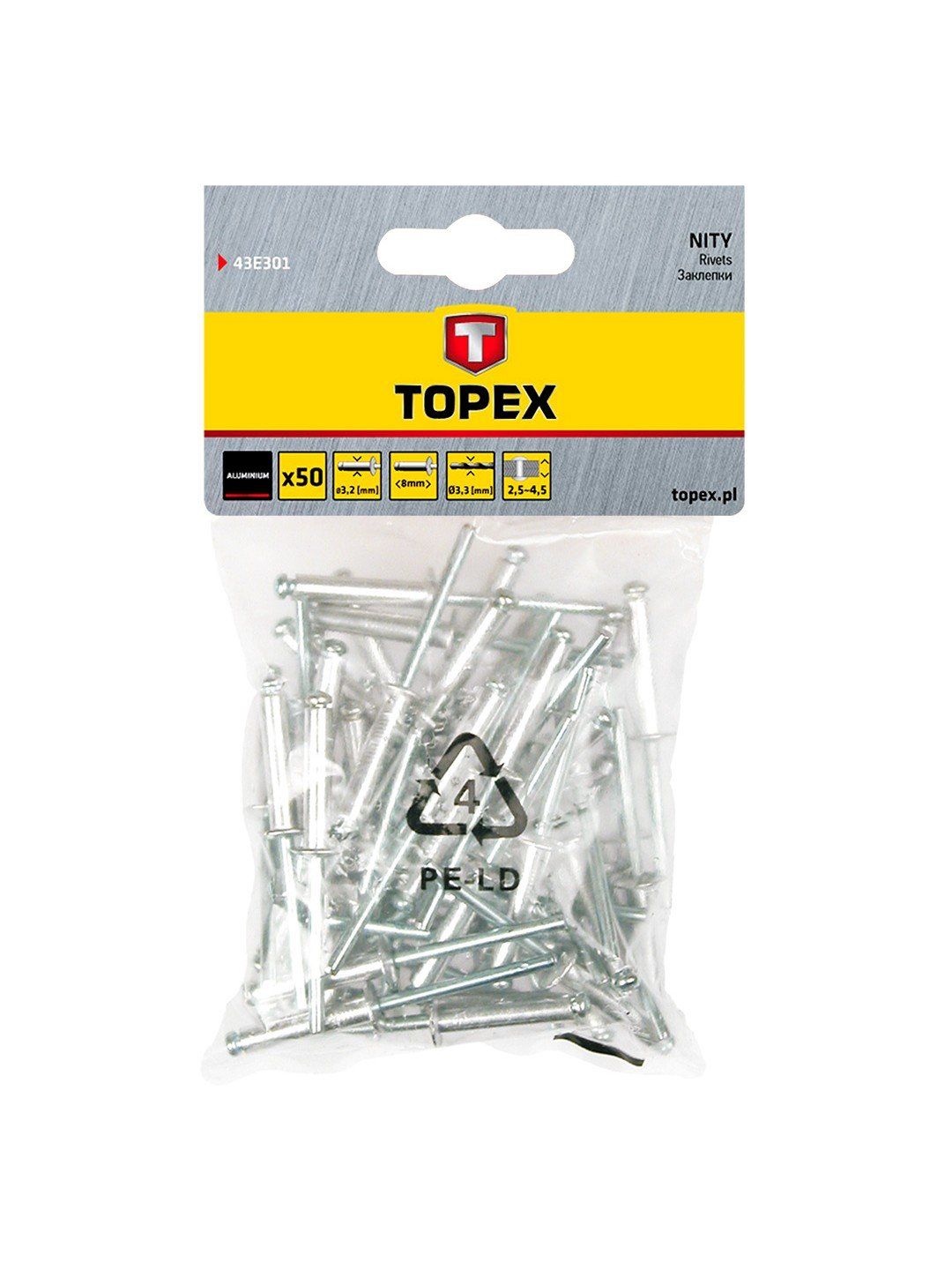 Needid Topex 43E301; 3,2x8,0 mm; 50 tk