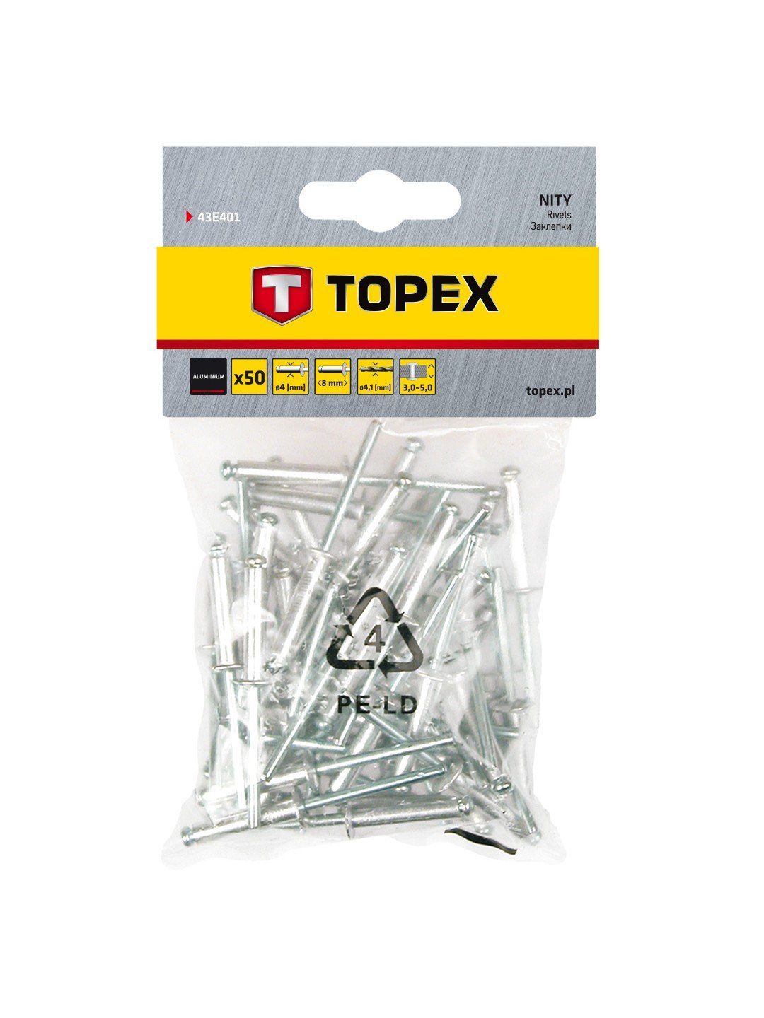 Needid Topex 43E401; 4,0x8,0 mm; 50 tk