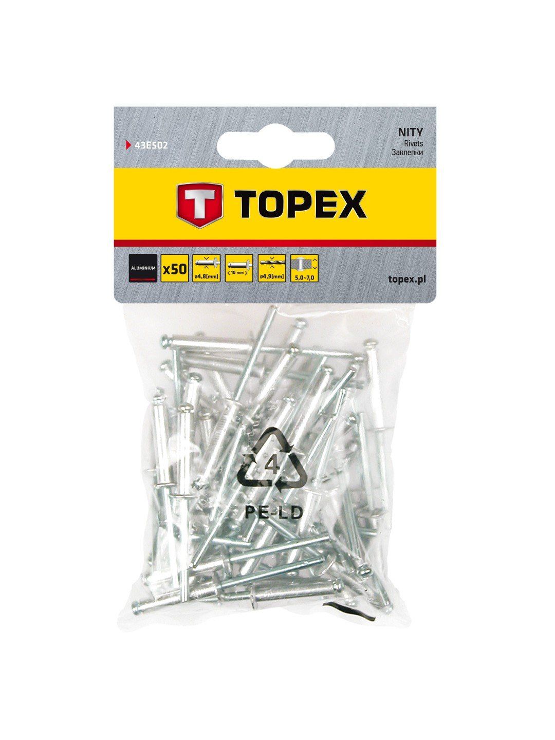 Needid Topex 43E502; 4,8x10 mm; 50 tk