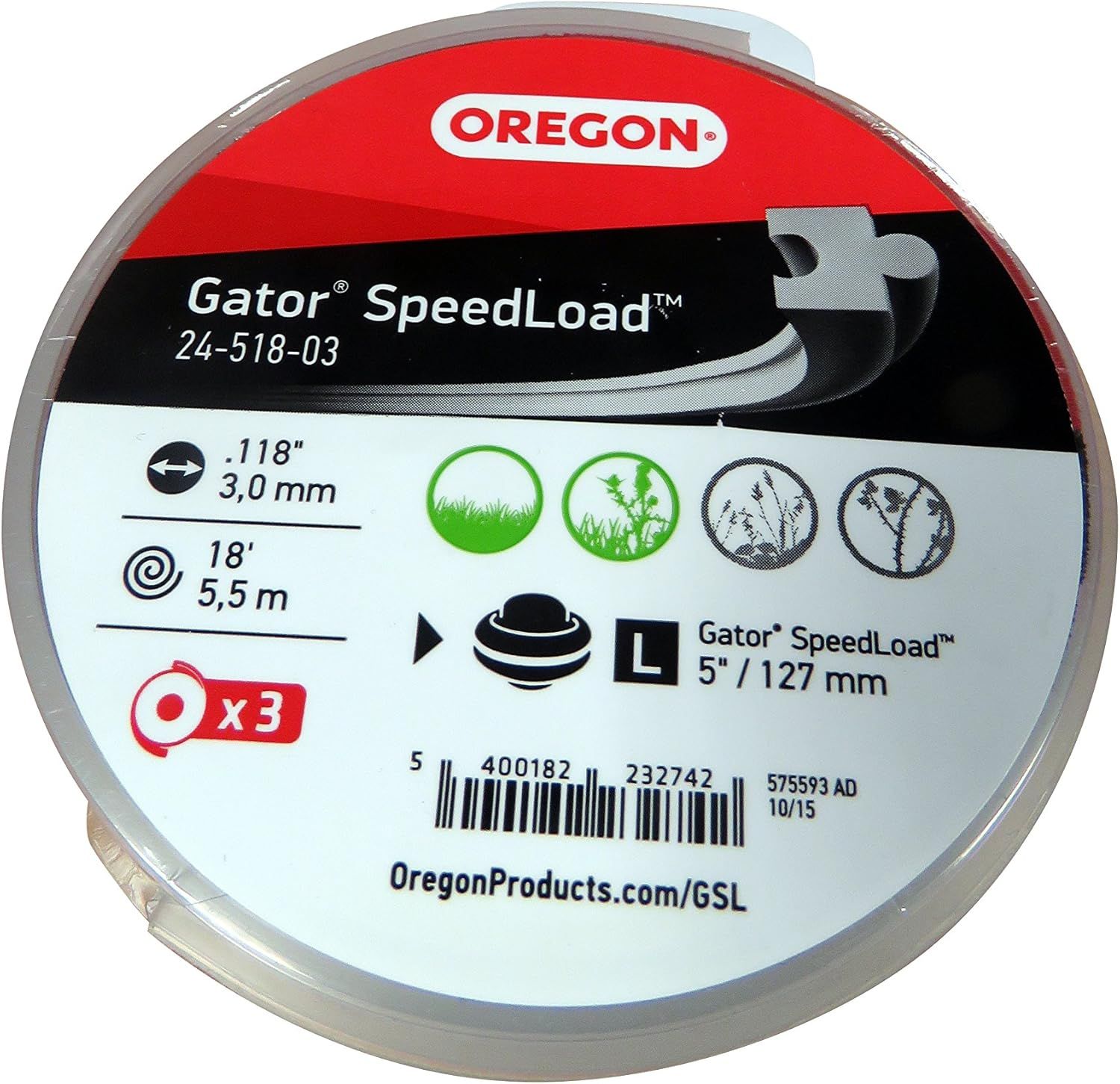 Trimmeri jõhv Oregon GSL 24-518-03; 3,0 mm/5,5 m