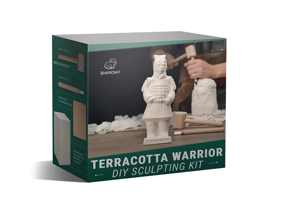 Nikerduskomplekt BeaverCraft Terracotta Warrior; figuuride nikerdamiseks algajatele