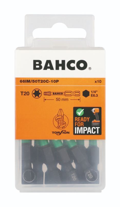 Löökkruvikeerajate otsakute komplekt Bahco 66IM/50T20C-10P; T20; 50 mm; 10 tk
