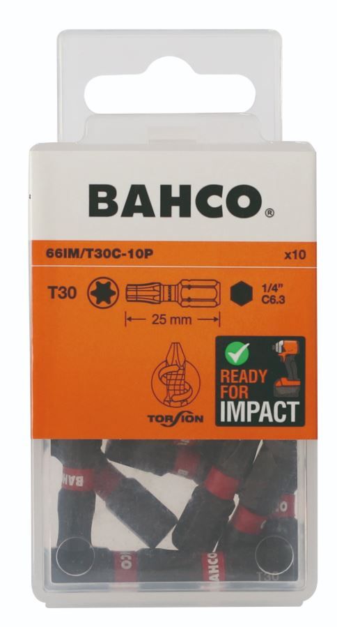 Löökkruvikeerajate otsakute komplekt Bahco 66IM/T30C-10P; T30; 25 mm; 10 tk