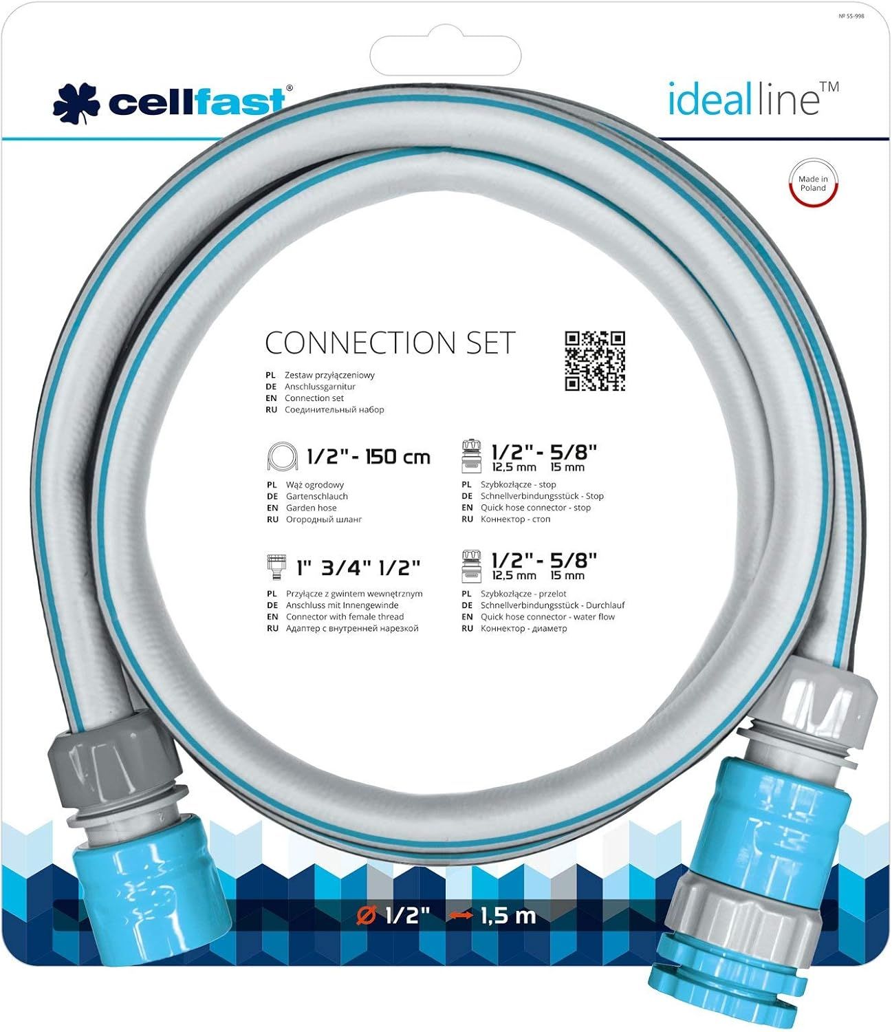 Liitmik voolikutele Cellfast 55-998; 1/2''; 1,5 m