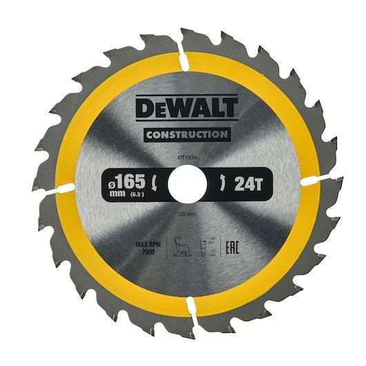 Saeketas puidule DeWalt DT1934-QZ; 165x20 mm; Z24; 10°