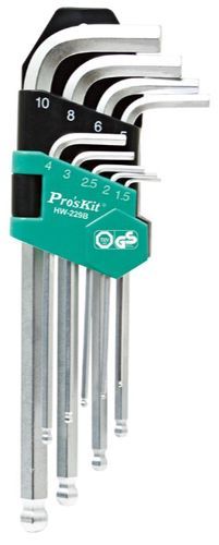 L-tüüpi kuuskant võtmete komplekt Proskit HW-229B; 1,5-10 mm; 9 tk