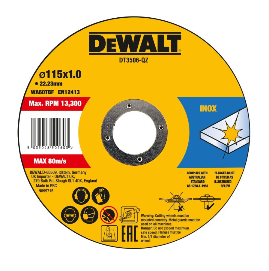 Abrasiiv lõikeketas DeWalt DT3506-QZ; 115x22,23x1,0 mm; 10 tk