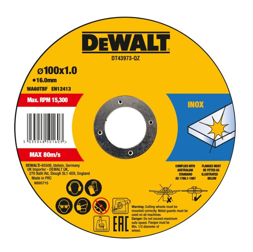 Abrasiiv lõikeketas DeWalt DT43973-QZ; 100x16x1,2 mm; 10 tk