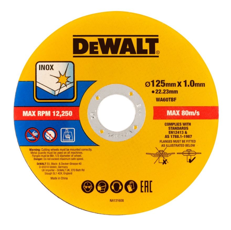 Abrasiiv lõikeketas DeWalt DT20594-QZ; 125x22,23x1,0 mm; 25 tk