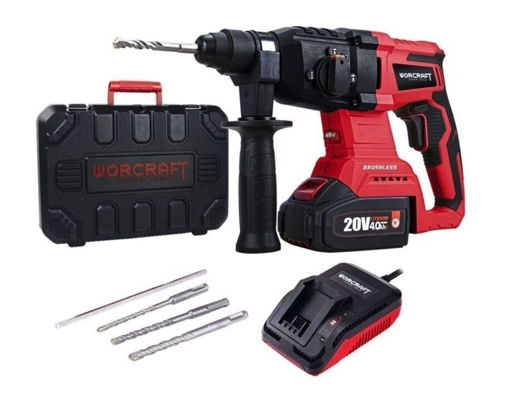 Akupuurvasar Worcraft CRH-S20LiBAM; 20 V; 3,0 J; 1x4,0 Ah aku + Tarvikud