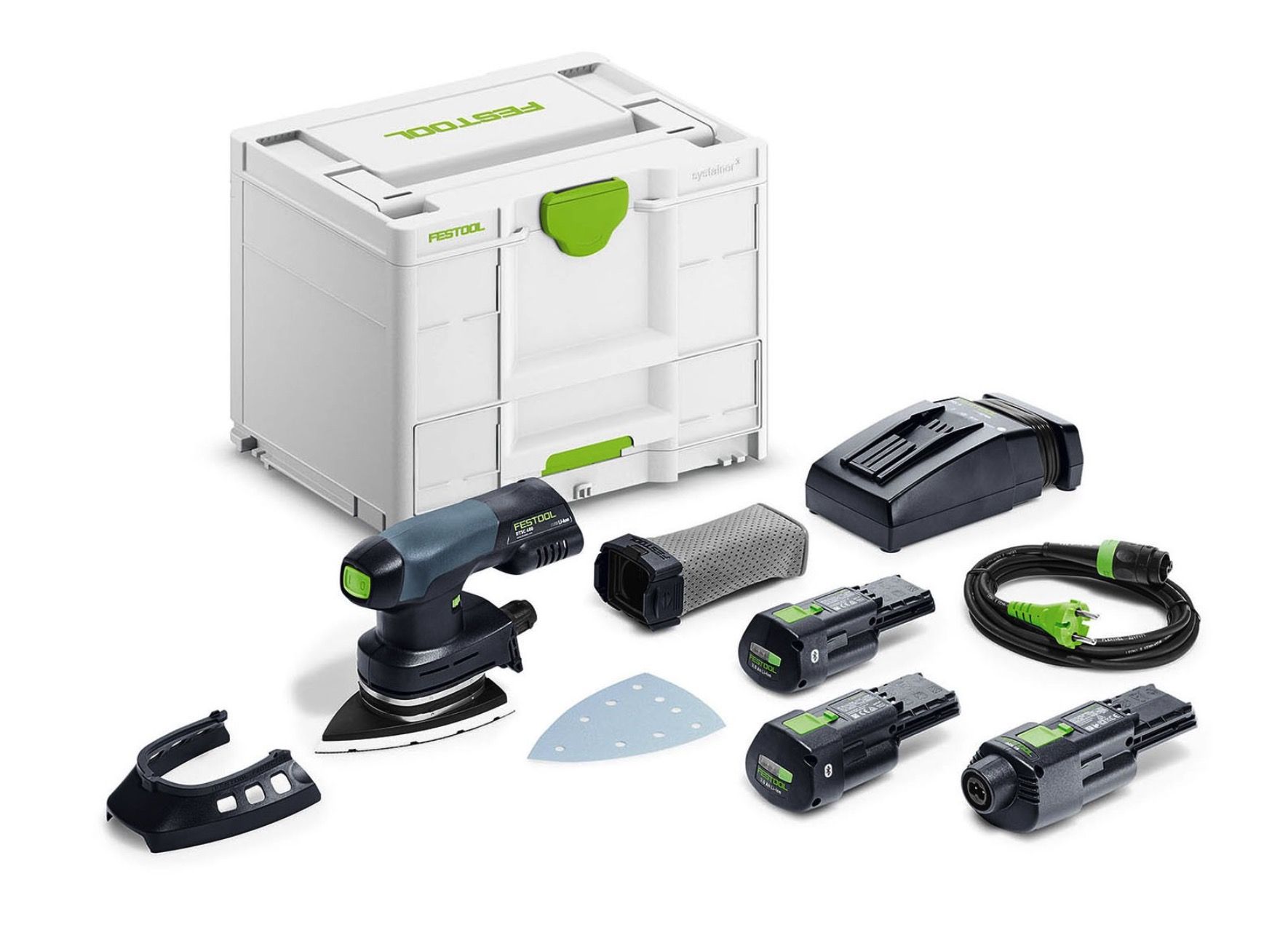 Akukolmnurklihvija Festool DTSC 400 3,0 I-Set; 18 V; 2x3,0 Ah aku