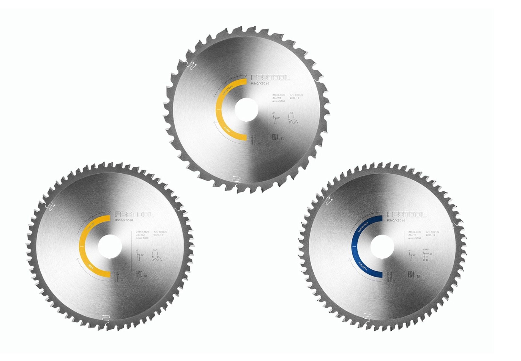 Lõikekettad Festool 578569; 216x2,3x30,0 mm; Z60/Z36/TF64; -5°/0°; 3 tk