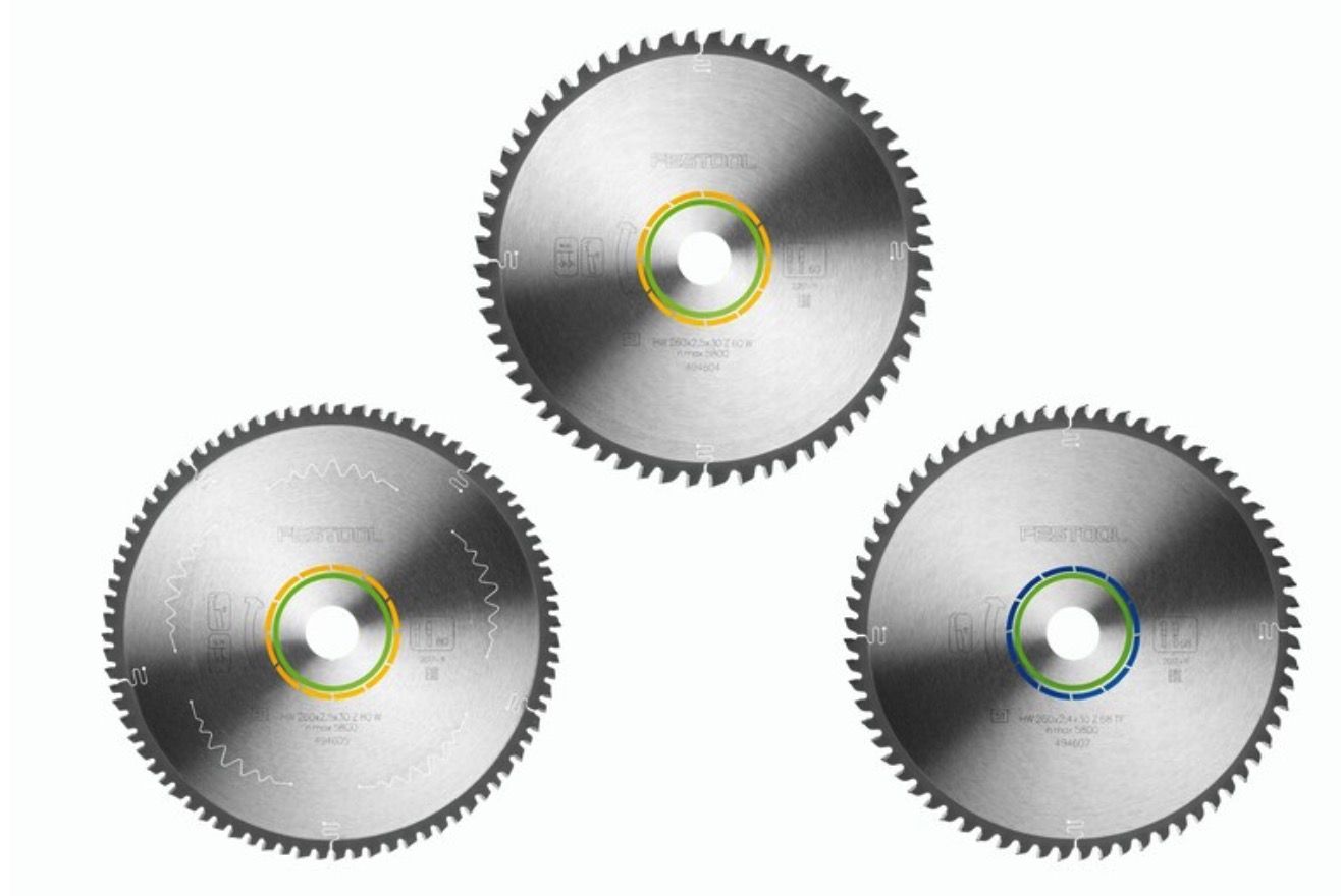 Lõikekettad Festool 578570; 260x2,4/2,5x30,0 mm; Z60/Z80/TF68; -5°/0°; 3 tk