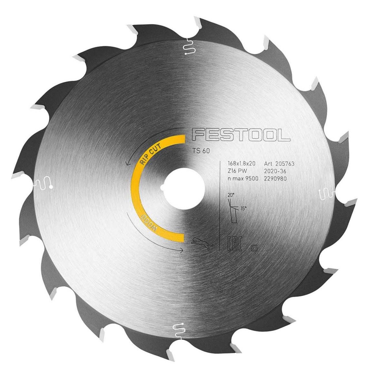 Saeketas puidule Festool 205763; 168x1,8x20,0 mm; Z16; 20°