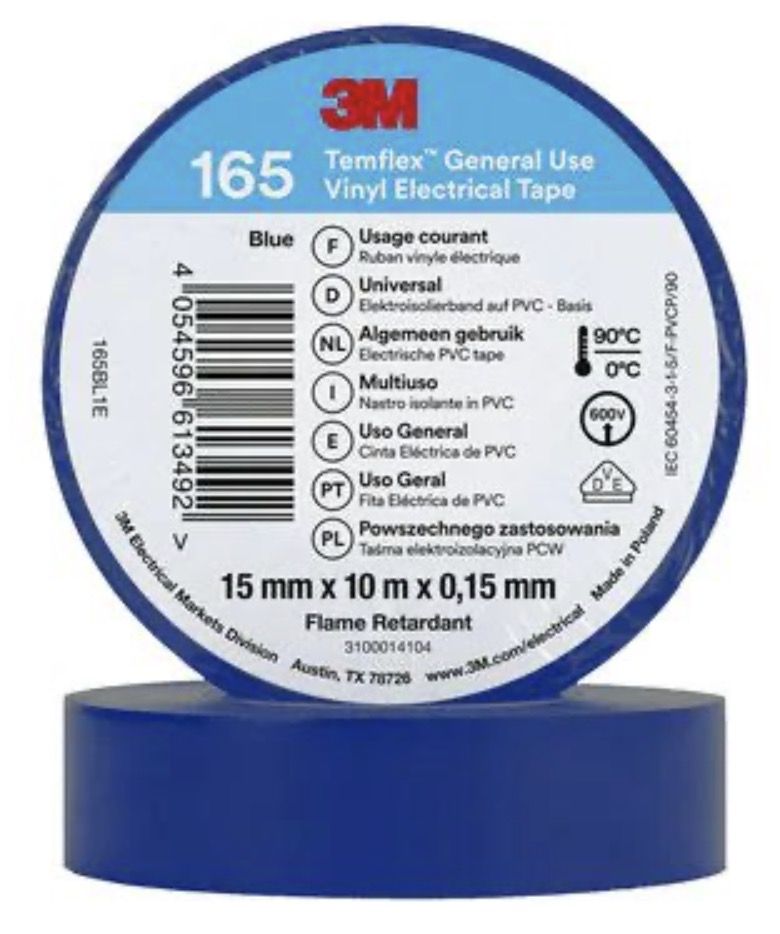 Isoleerlint 3M Temflex 165; 15 mm; 10 m; sinine