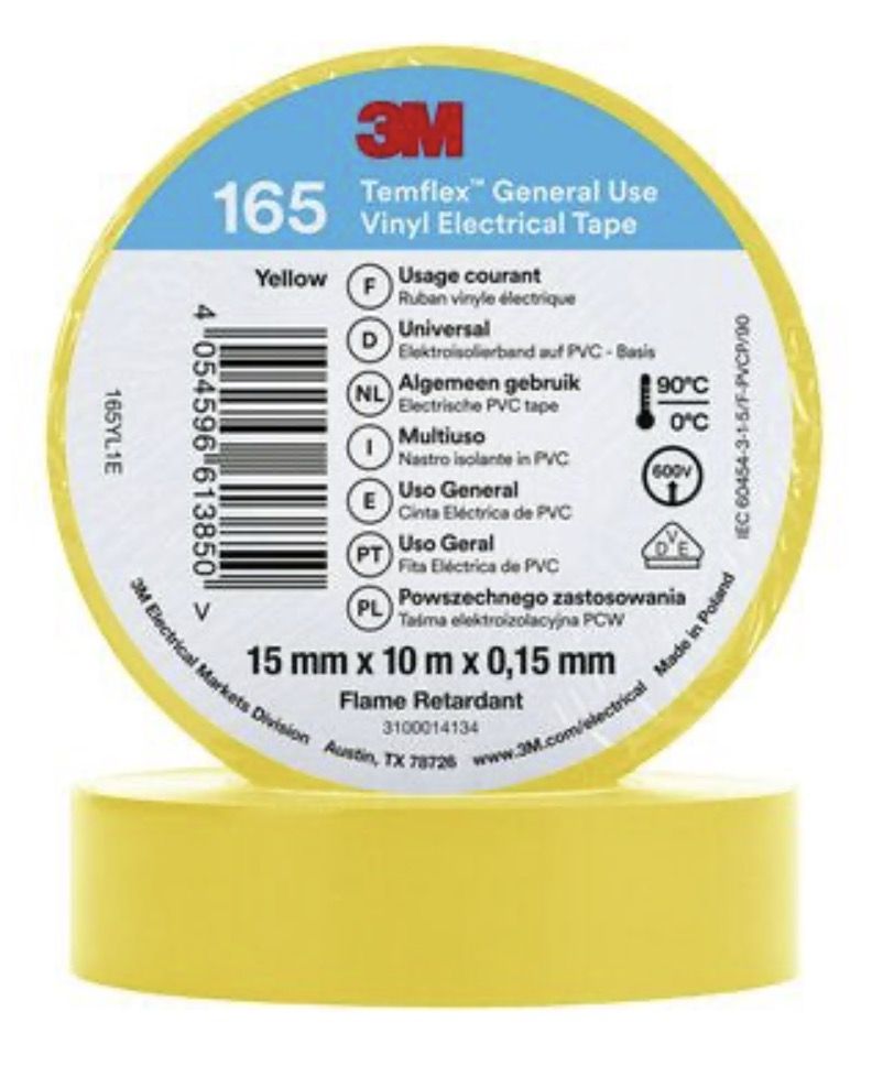 Isoleerlint 3M Temflex 165; 15 mm; 10 m; kollane