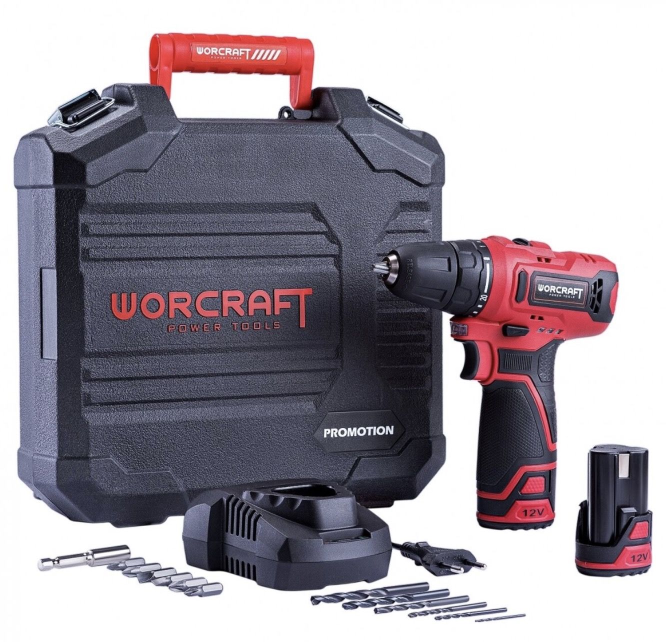 Akutrell-kruvikeeraja Worcraft CD12LiA; 12 V; 2x1,3 Ah aku