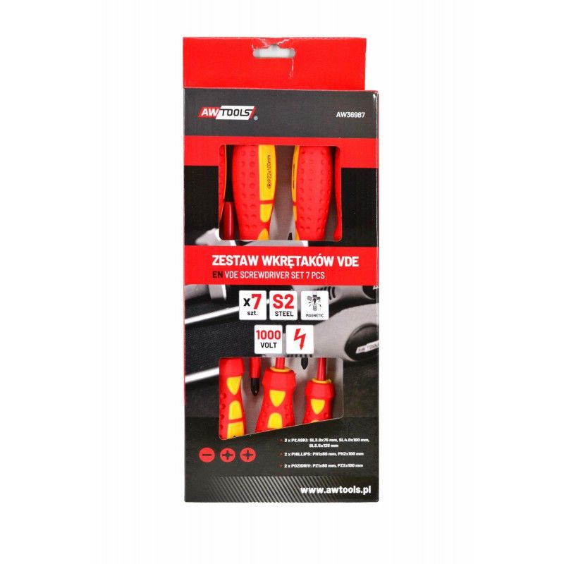 Kruvikeerajate komplekt AWTools AW36987; VDE; 7 tk