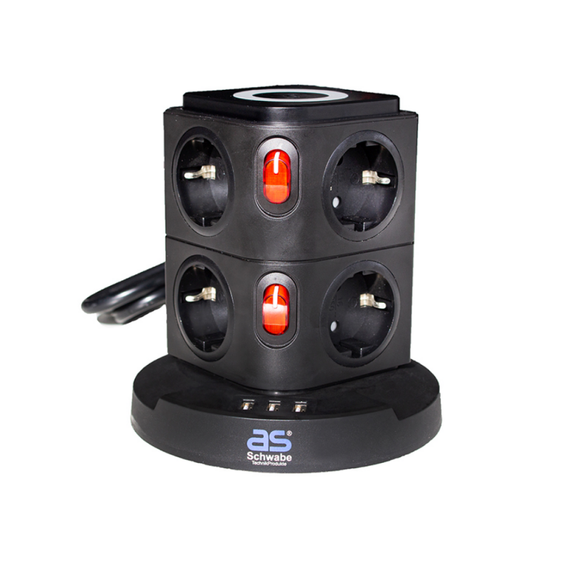 Pikendusjuhe AS-Schwabe 18221; 3 USB; 5W; IP20
