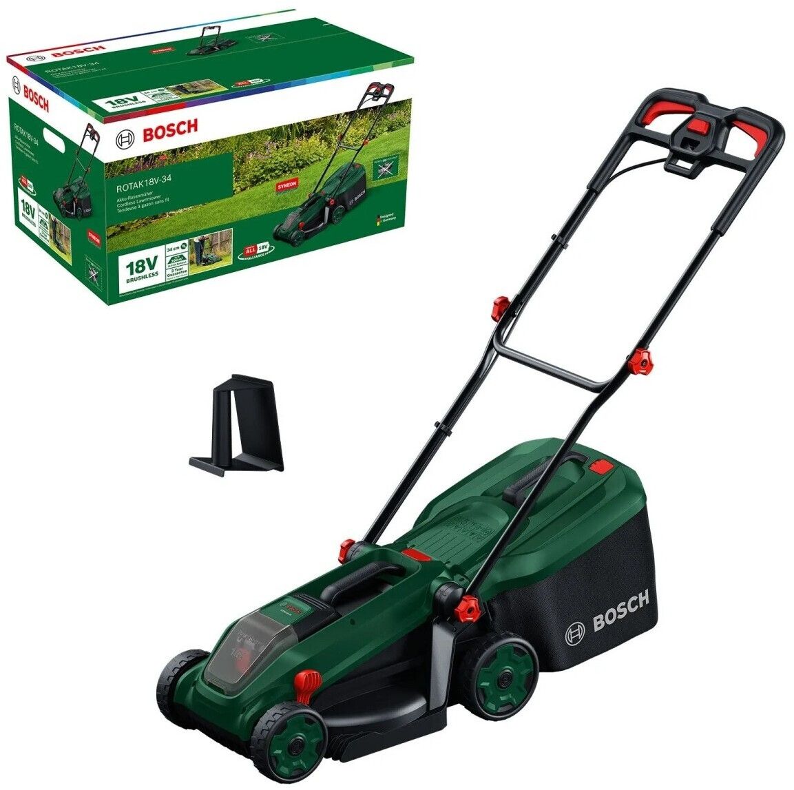 Juhtmevaba muruniiduk Bosch Rotak 18V-34; 18 V; 34 cm