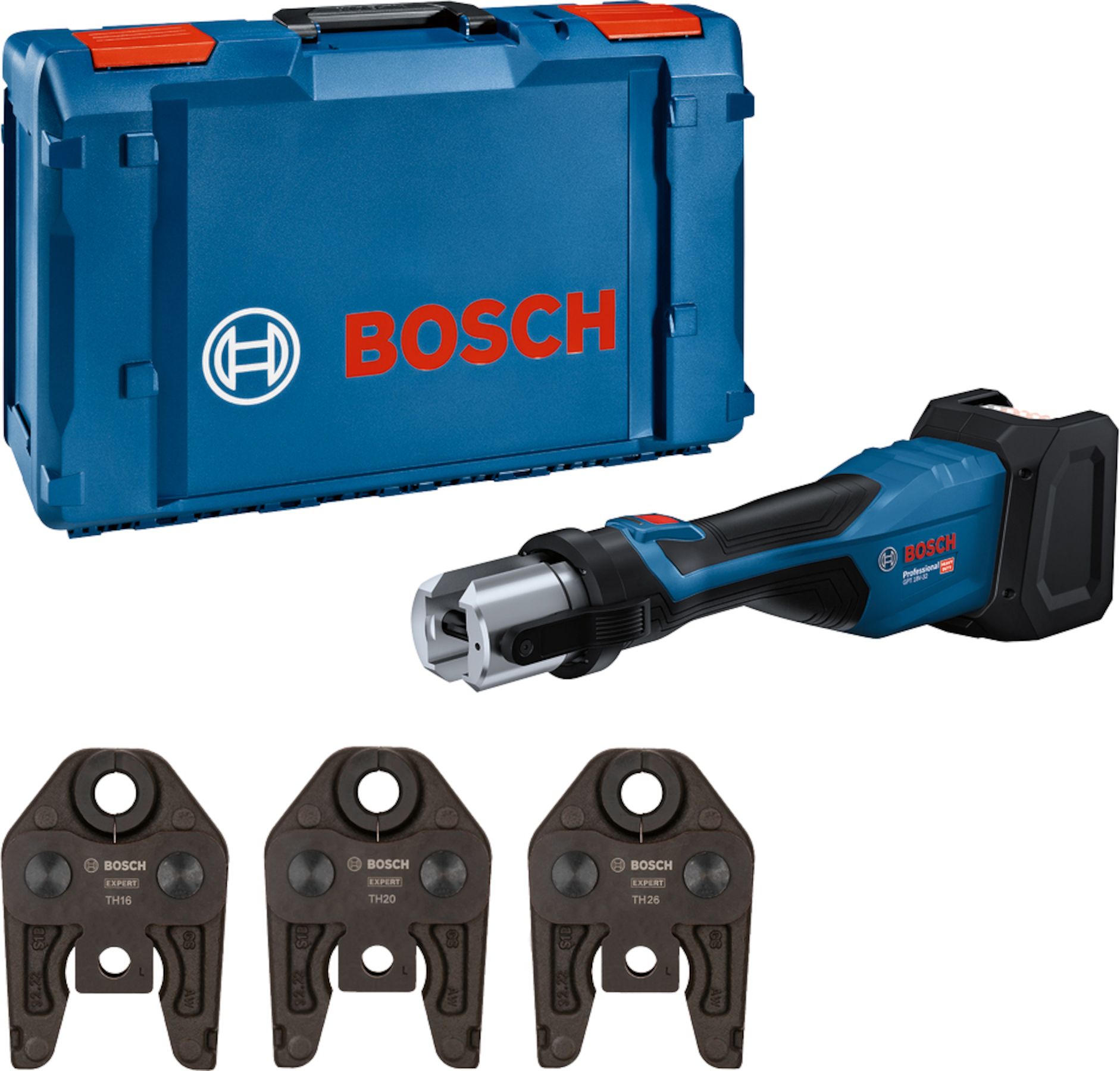 Juhtmeta torupressimistööriist Bosch GPT 18V-32; 18 V (ilma aku ja laadijata)