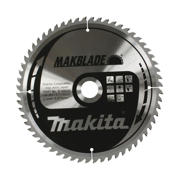 Saeketas puidule Makita MAKBLADE; 260x2,3x30,0 mm; Z64; 5°