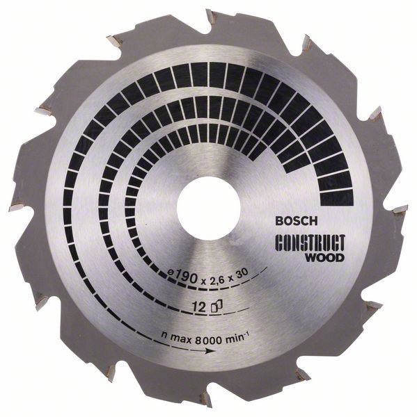 Saeketas puidule Bosch CONSTRUCT WOOD; 190x2,6x30,0 mm; Z12; 12°