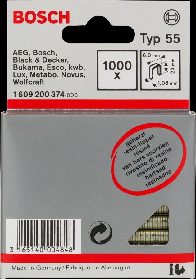 Klambrid Bosch; 6x23 mm; 1000 tk.; tüüp 55; teras
