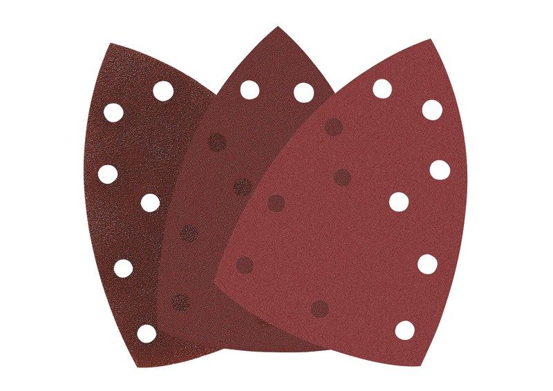 Kolmnurkne liivapaber 102x151 mm; P60/120/180; 15 tk