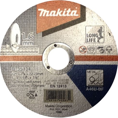 Abrasiiv lõikeketas Makita B-35134; 125x1,6 mm metallile