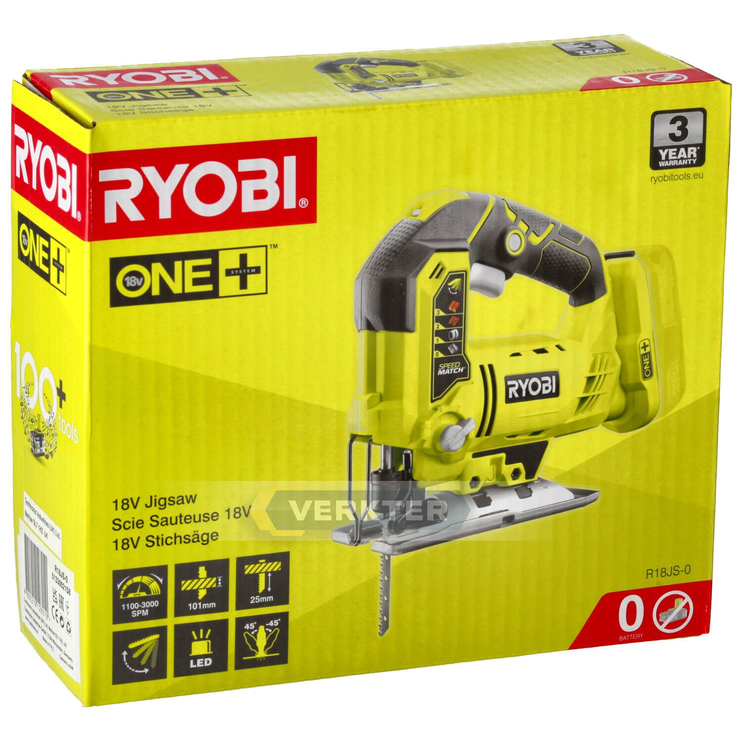 Akutikksaag RYOBI R18JS-0; 18 V (ilma aku ja laadijata)