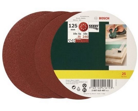 Ühendatud paber 125 mm; K80-K240; 25 tk